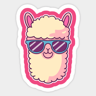 Kawaii Llama Wearing Sunglasses. No Drama Llama Sticker